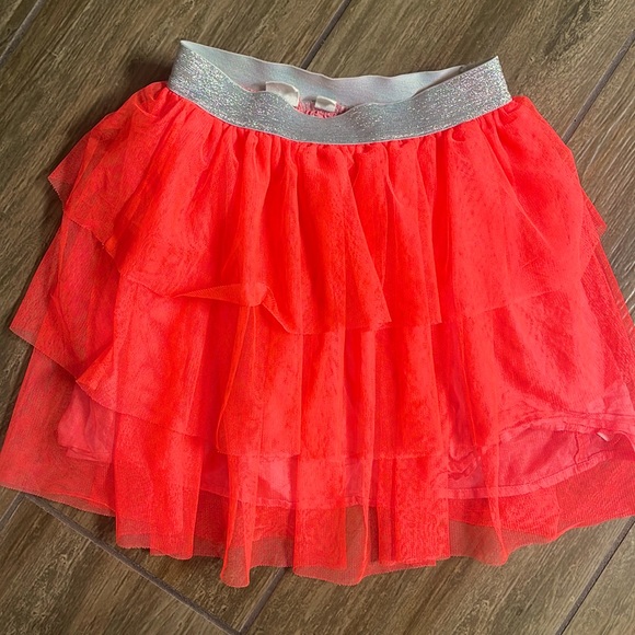Like New! Gap Neon Coral Tiered Tulle Skirt in size Small (6/7) - Picture 1 of 3